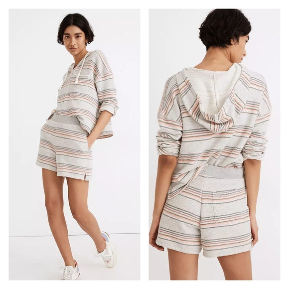 Madewell Stitched Pocket Sweatshorts In Sorrento Stripe NWT Size Small - Picture 1 of 9